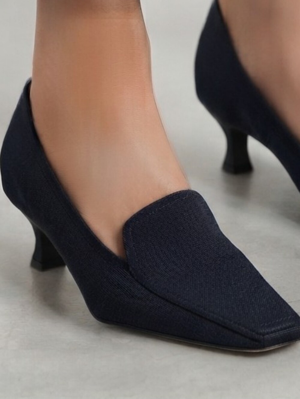 Stuart Weitzman Dark Navy Black Kitten Heel Loafers Designer Business Casual